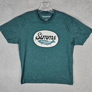Simms Trout Wander T-Shirt Mens M Heathered Fishing Company Graphic Crew Neck‎